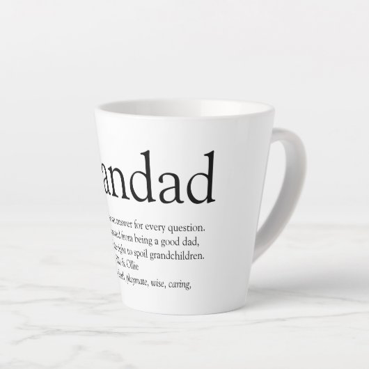 Tasse Latte Meilleur Grand-Père, Grand-Père, Papa Définition J (Angle droit)