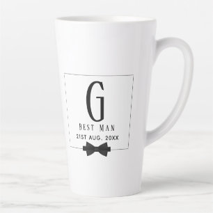 Tasse Latte Meilleur homme Groomsman Monogrammed Bow Cravate M