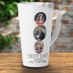 Tasse Latte Meilleur Papa Fête des Pères 3 Collage Photo Ovale