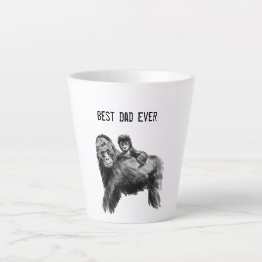 Tasse Latte Meilleur papa jamais gorille avec bébé (Devant)