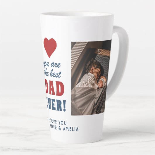 Tasse Latte Meilleur papa Jamais Red Heart 2 Photo (Angle droit)