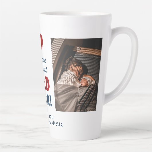 Tasse Latte Meilleur papa Jamais Red Heart 2 Photo (Droite)