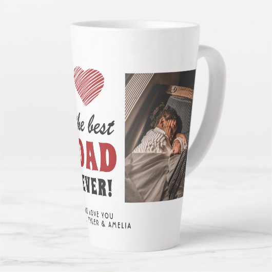 Tasse Latte Meilleur papa Jamais Red Heart 2 Photo (Angle droit)