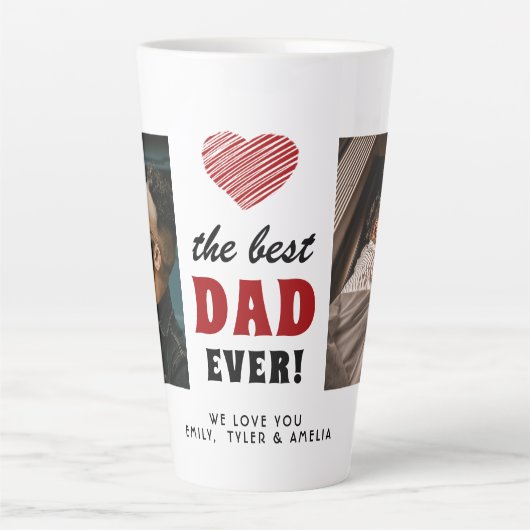 Tasse Latte Meilleur papa Jamais Red Heart 2 Photo (Devant)