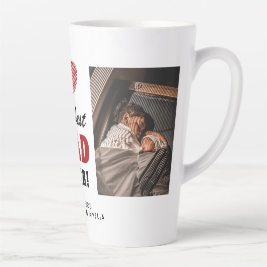 Tasse Latte Meilleur papa Jamais Red Heart 2 Photo (Droite)