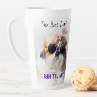 Tasse Latte Meilleur papa Shih Tzu Pas mignon drôle photo de c