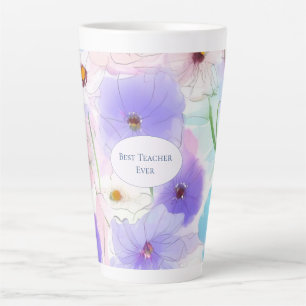 Tasse Latte Meilleur Professeur Jamais Pastel Floral