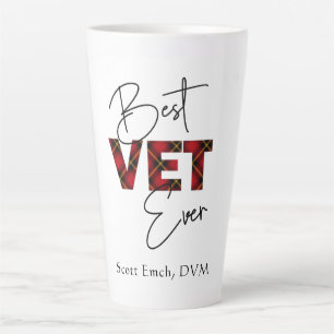 Tasse Latte Meilleur Vet Jeu De Script Plaid Texte De Bloc Per