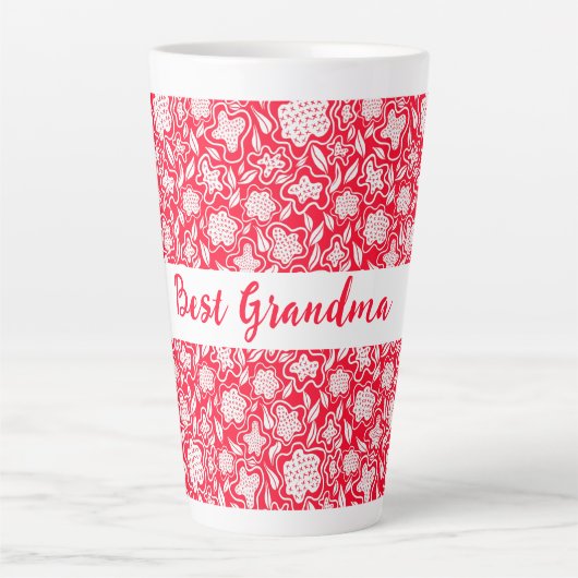 Tasse Latte Meilleure croix de grand-mère look rouge blanc flo (Devant)