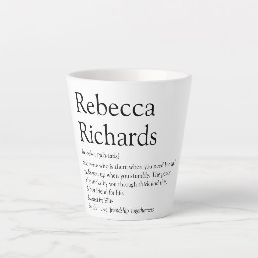 Tasse Latte Meilleure définition d'ami amusant noir et blanc (Devant)