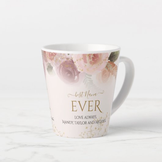 Tasse Latte Meilleure étoile d'or florale rose rose et rose de (Angle droit)