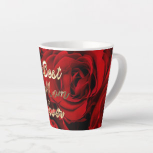 Tasse Latte Meilleure maman Jamais Coeurs Rouge Roses Floral
