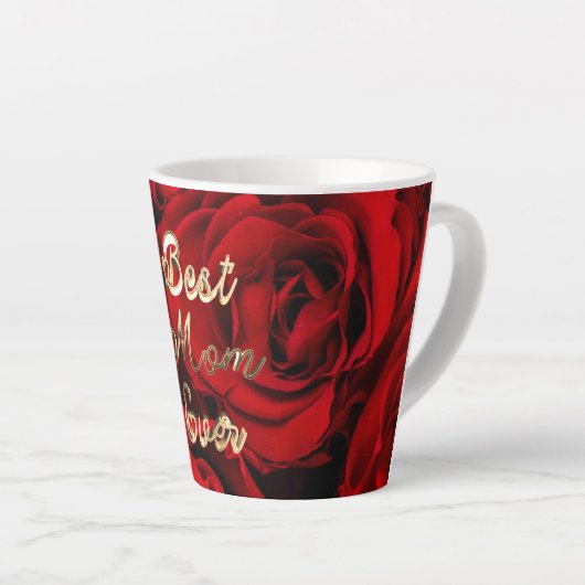 Tasse Latte Meilleure maman Jamais Coeurs Rouge Roses Floral (Angle droit)