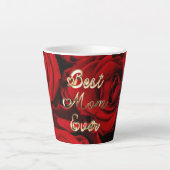 Tasse Latte Meilleure maman Jamais Coeurs Rouge Roses Floral (Devant)