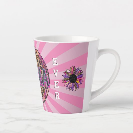 Tasse Latte Meilleure maman jamais Personnaliser Floral (Droite)