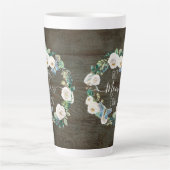 Tasse Latte Meilleure Maman Jamais Rustique Blanc Floral Aquar (Devant)