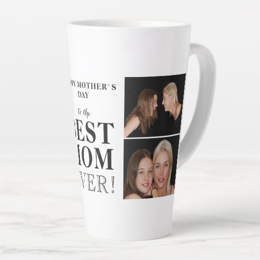 Tasse Latte Meilleure maman Joyeuse maman`s Day 2 Collage phot (Angle droit)