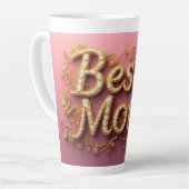 Tasse Latte Meilleure Maman Lettre Dorée (Angle gauche)