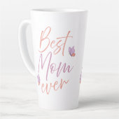 Tasse Latte Meilleure Maman Papillon Script Art (Angle gauche)
