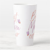 Tasse Latte Meilleure Maman Papillon Script Art (Devant)