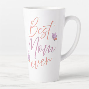 Tasse Latte Meilleure Maman Papillon Script Art