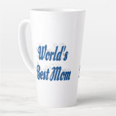 Tasse Latte Meilleure maman texte bleu marine (Angle gauche)