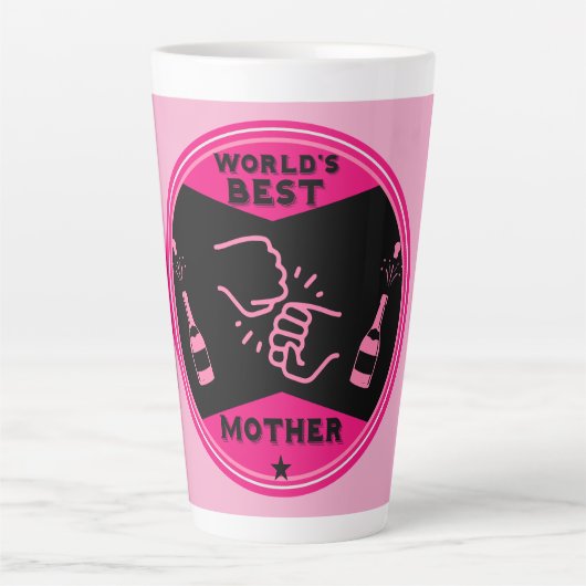 Tasse Latte Meilleure mère du monde rose original (Devant)