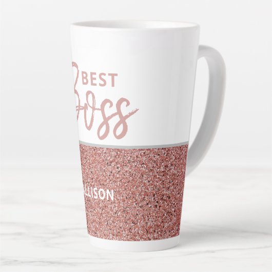 Tasse Latte Meilleure Rose Boss Parties scintillant rose or pe (Angle droit)