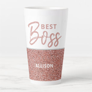 Tasse Latte Meilleure Rose Boss Parties scintillant rose or pe