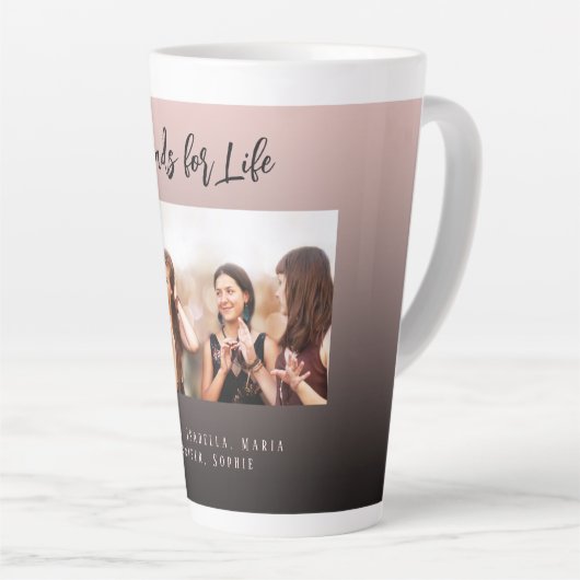 Tasse Latte Meilleurs amis noir brun nom photo (Angle droit)