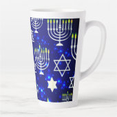 Tasse Latte Ménorah Bleu et Blanc Hanoukka (Droite)