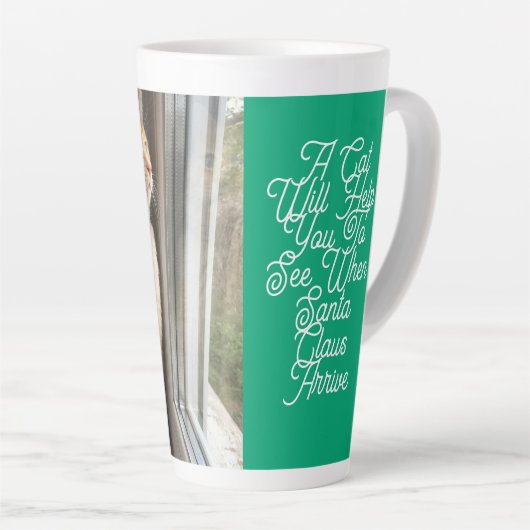 Tasse Latte Meow Christmas' Eve, photo, texte, remplaçable (Angle droit)