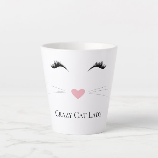 Tasse Latte Meow Crazy Cat Lady (Devant)