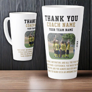 Tasse Latte Merci Coach avec Photo de l'équipe