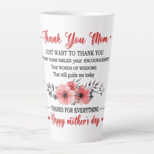 Tasse Latte Merci Maman Joyeuse fête des mères (Devant)