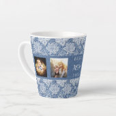 Tasse Latte Mère bleu denim dentelle collage photo (Angle gauche)