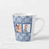 Tasse Latte Mère bleu denim dentelle collage photo (Droite)