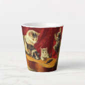 Tasse Latte Mère Chat et chatons Jouer avec la guitare (Devant)