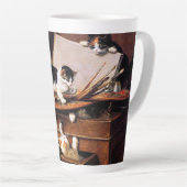 Tasse Latte Mère Chat et chatons sur table (Angle droit)