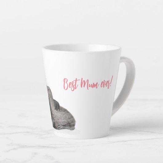 Tasse Latte Mère et bébé phoque à fourrure 'Meilleure maman ja (Angle droit)