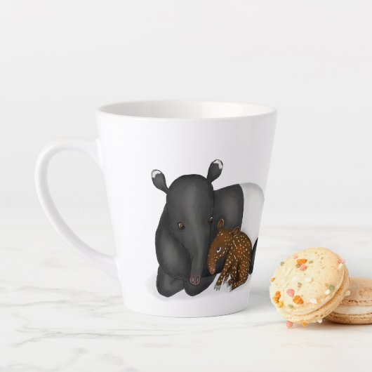 Tasse Latte Mère et bébé tapir 'Meilleure maman jamais' latte  (En situation)