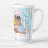 Tasse Latte Mère Love Stripes Daisy Floral Photo Bleu (Droite)