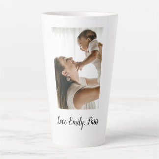 Tasse Latte mère père photo nom famille vacances cadeaux paren