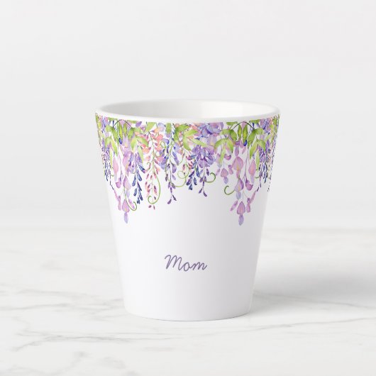 Tasse Latte Mère Purple Wisteria Aquarelle Florale (Devant)