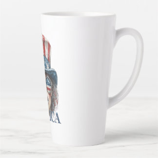 Tasse Latte Merica Girl, 4 juillet Glam Girl with Stars