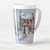 TASSE LATTE MERRY CHRISTMAS BIG SNOWMAN WINTER SCENE (Angle droit)