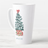 Tasse Latte Merry Christmas Snowy Pine Tree (Angle gauche)