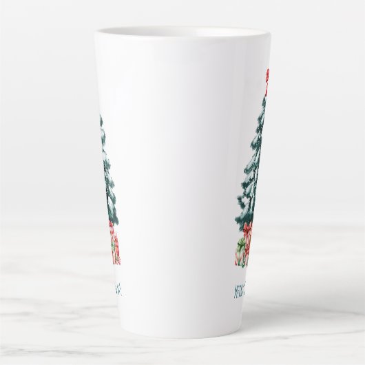 Tasse Latte Merry Christmas Snowy Pine Tree (Devant)