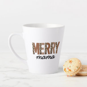 Tasse Latte "Merry Mama" Bloc de couleur moderne Leopard Boho