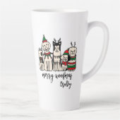 Tasse Latte Merry Woofmas Chiens mignons Noël Nom personnalisé (Droite)